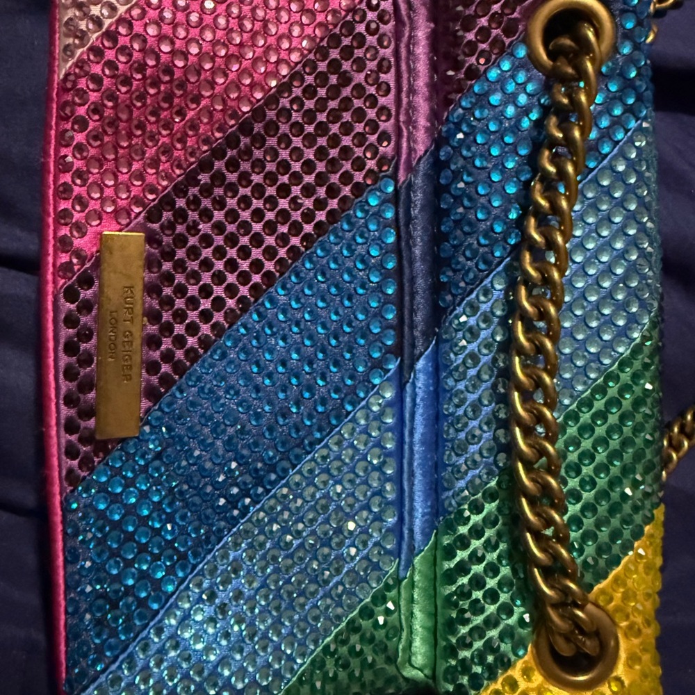 Kurt Geiger Rainbow Crystal-Embellished Chain Crossbody Bag